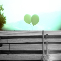 Diptych of Balloons and Steel Frames